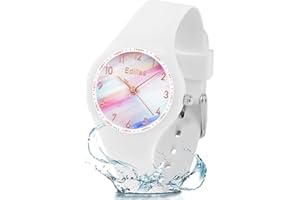 Edillas Kids Watch Analog for Girls Boys, 50M Waterproof Children Quartz SquareWristwatches for Kids, Students with Soft Silicone Strap, Easy to Read Learn time Presents