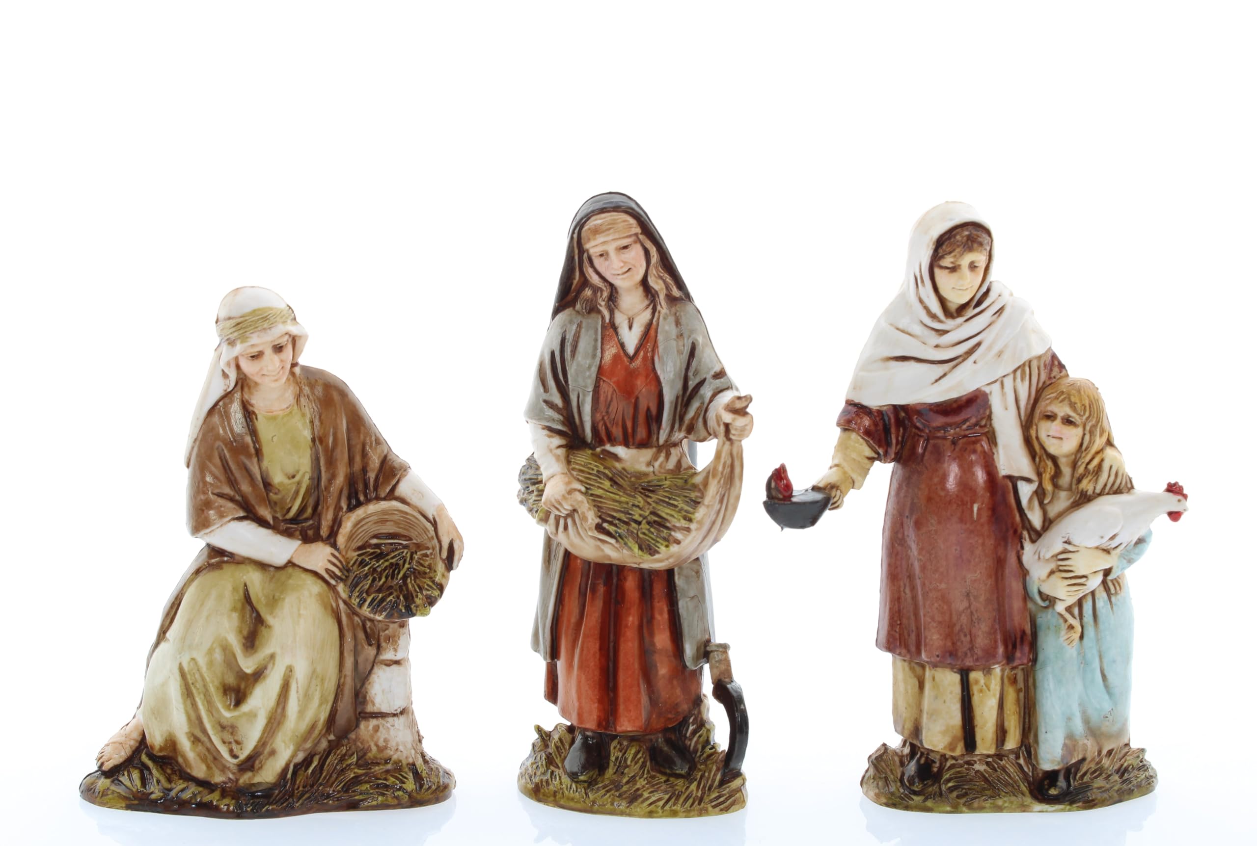 Moranduzzo Set of 3 Peasant Women for 3.94in Nativity, Scale 1:20 – STANDARD 10 – Unbreakable Figures, Arab Style, Hand-Painted, Sculptor M. Landi, Made in Italy
