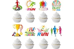 Deorfuy Running Cupcake Toppers Party Decorations, 40PCS Track and Field Decorations Cupcake Picks Decoration, Running Sports Fitness Birthday Decor
