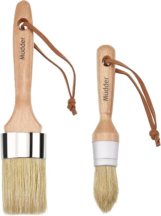 Mudder 2 Pieces Furniture Paint Brush Wax Brushes Chalk Paint Brushes for Home Hotel Furniture