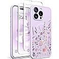 GVIEWIN for iPhone 15 Pro Max Case Compatible with MagSafe, [Military Grade Protection] [2X Screen Protector] Full Camera Protection Floral Translucent Women Magnetic Phone Case, Floratopia/Colorful
