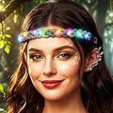 EARENT Rhinestone Light Up Headband Rainboow Rave LED Headpieces for Women | Music Festival Glow in the Dark Hair Accessories Concert Head Bands