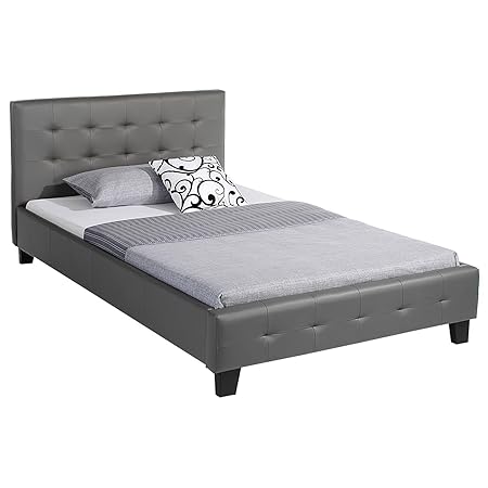 IDIMEX Polsterbett Maria grau, 120 x 200 cm, Lederimitat, inkl. Lattenrost