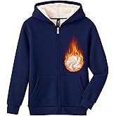 MoFiz Kids Fleece Jackets Sherpa Lined Hoodie Jacket Hooded Zip up Sweatshirt Coats for Boys Girls Winter Casual Outerwear