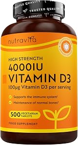 Nutravita Vitamin D 4000 IU 500 Tablets UK Made High Strength D3