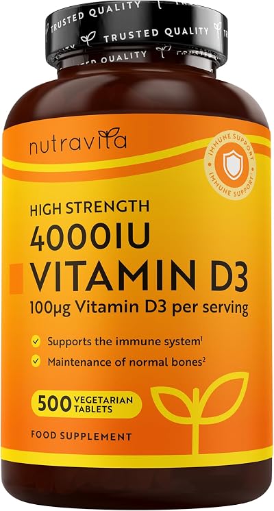 Nutravita Vitamin D 4000 IU 500 Tablets UK Made High Strength D3