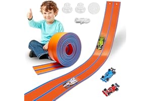 Jouets flexibles pour enfants de 4,6 m avec 4 voitures et ventouses, circuit de course portable à double voie compatible avec