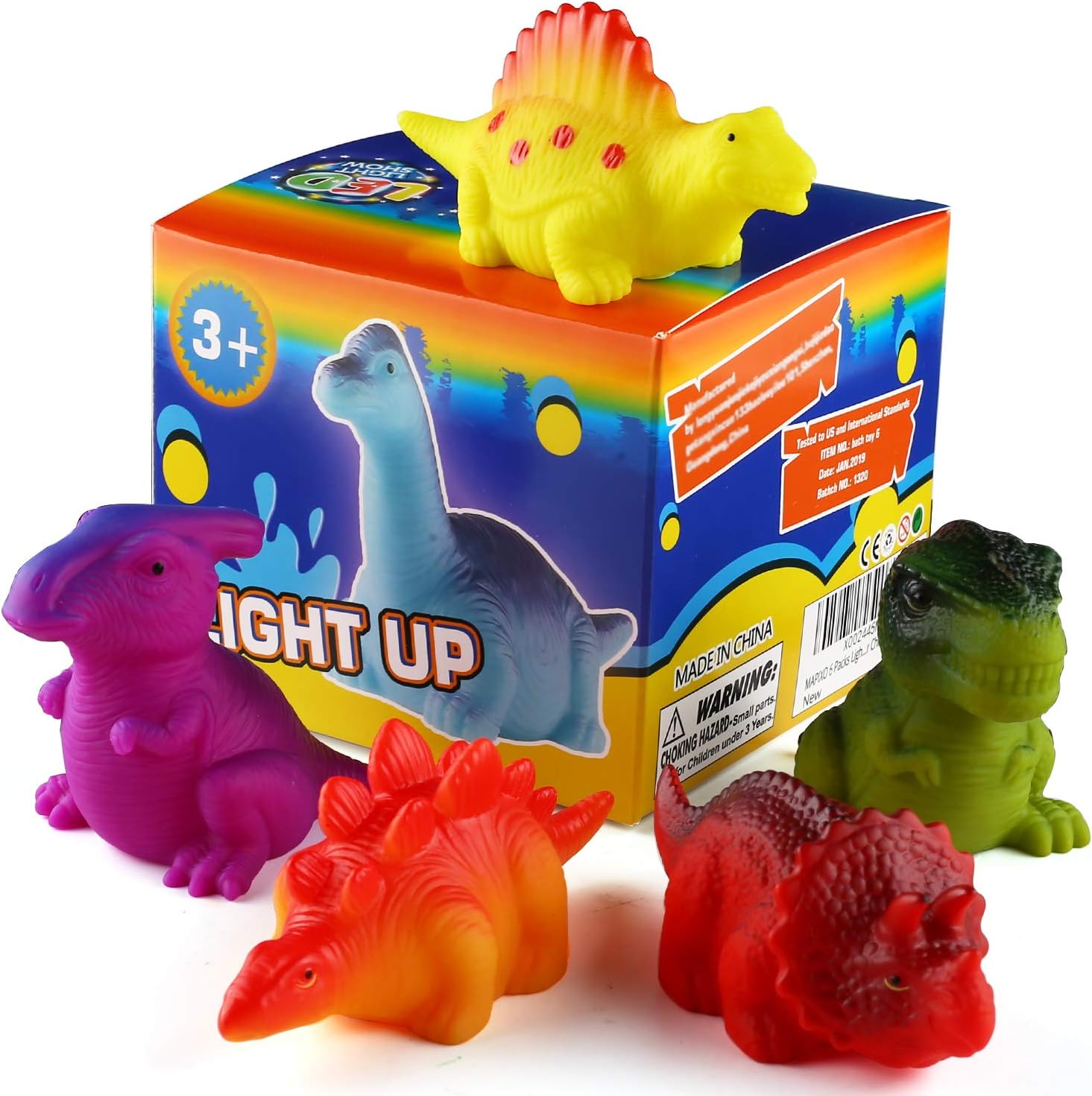 MAPIXO 6 Packs Light-Up Floating Dinosaur Bath Toys Set, for Baby Toddler Nephew in Birthday Christmas Easter , Great Water Bathtub Shower Pool Bath Toy for Children Preschool: Toys & Games