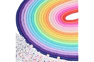 Augshy Clay Beads, 6700 Pcs Clay Beads for Bracelets Making Include Alphabet Letter Beads Round Heishi Jewelry Making Beads Flat Beads for Bracelets Making