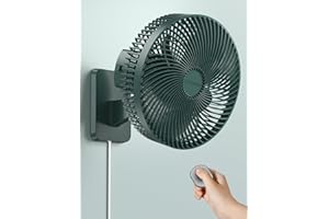 COMOISTAR 10 Inch Oscillating Wall Mount Small Fan with Remote Control and Timer, 4 Speeds, Included Adapter, 60°Adjustable Tilt, High Velocity, 1.8m Cord, Quiet, for RV Bedroom Kitchen Gym, Garage