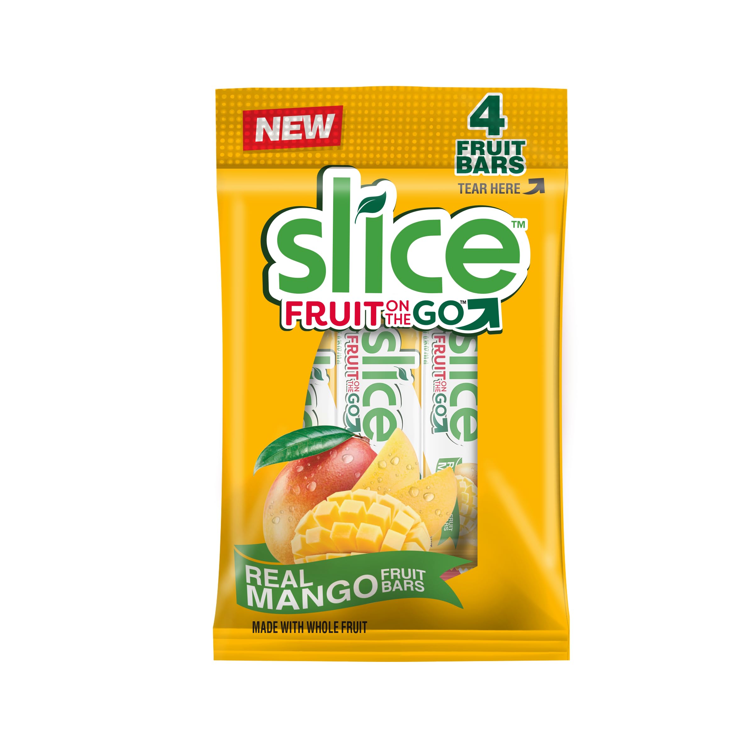 SLICE Fruit Bars, Mango, Vegan, Bulk Pack, Gluten-Free, Fat-Free, Natural Flavors & Colors, Perfect On-The-Go Snack, 12 packs of 4 0.35 Ounce Bars (48 Total)