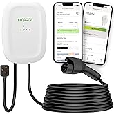 EMPORIA Level 2 EV Charger - NEMA 14-50 EVSE w/ J1772 Connector - 48 amp EV Charger Level 2, 240v WiFi Enabled Electric Vehicle Charging Station, 25ft Cable, White