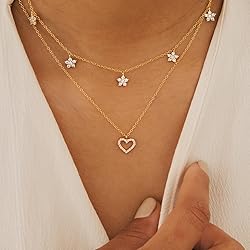 WFYOU Gold Heart Necklace for Women Dainty Tiny 14k