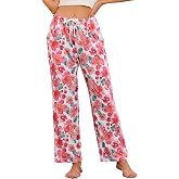 LYCY Women's Floral Print Pajama Pants, Soft Stretchy Pajamas Bottoms with Pockets for Lounging