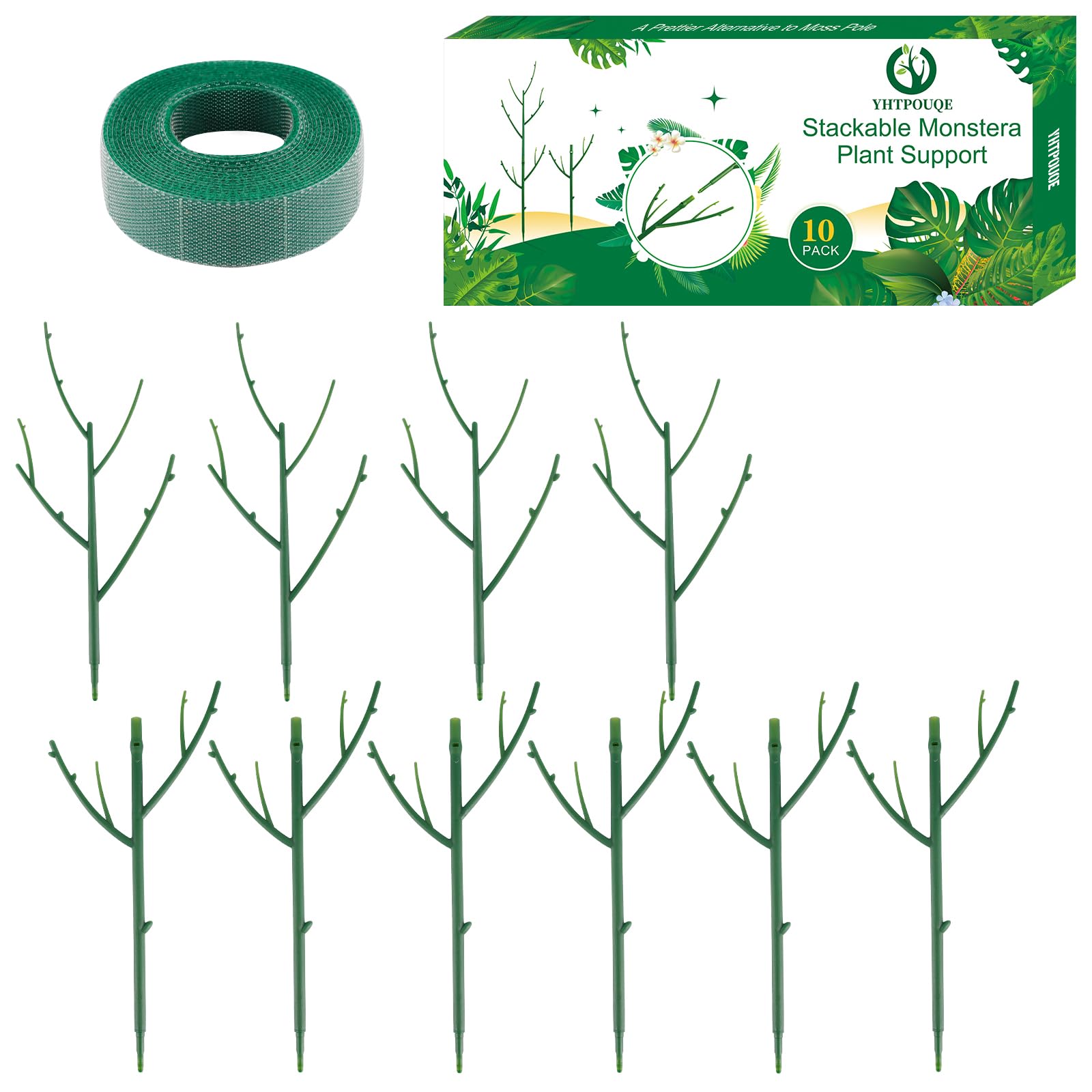 Photo 1 of 10 Pack Stackable Monstera Plant Support, Garden Stakes for Climing Plants Stem Support, Durable Plant Accessories for Indoor Outdoor Potted Plants, Pothos, Vine, Flower Use