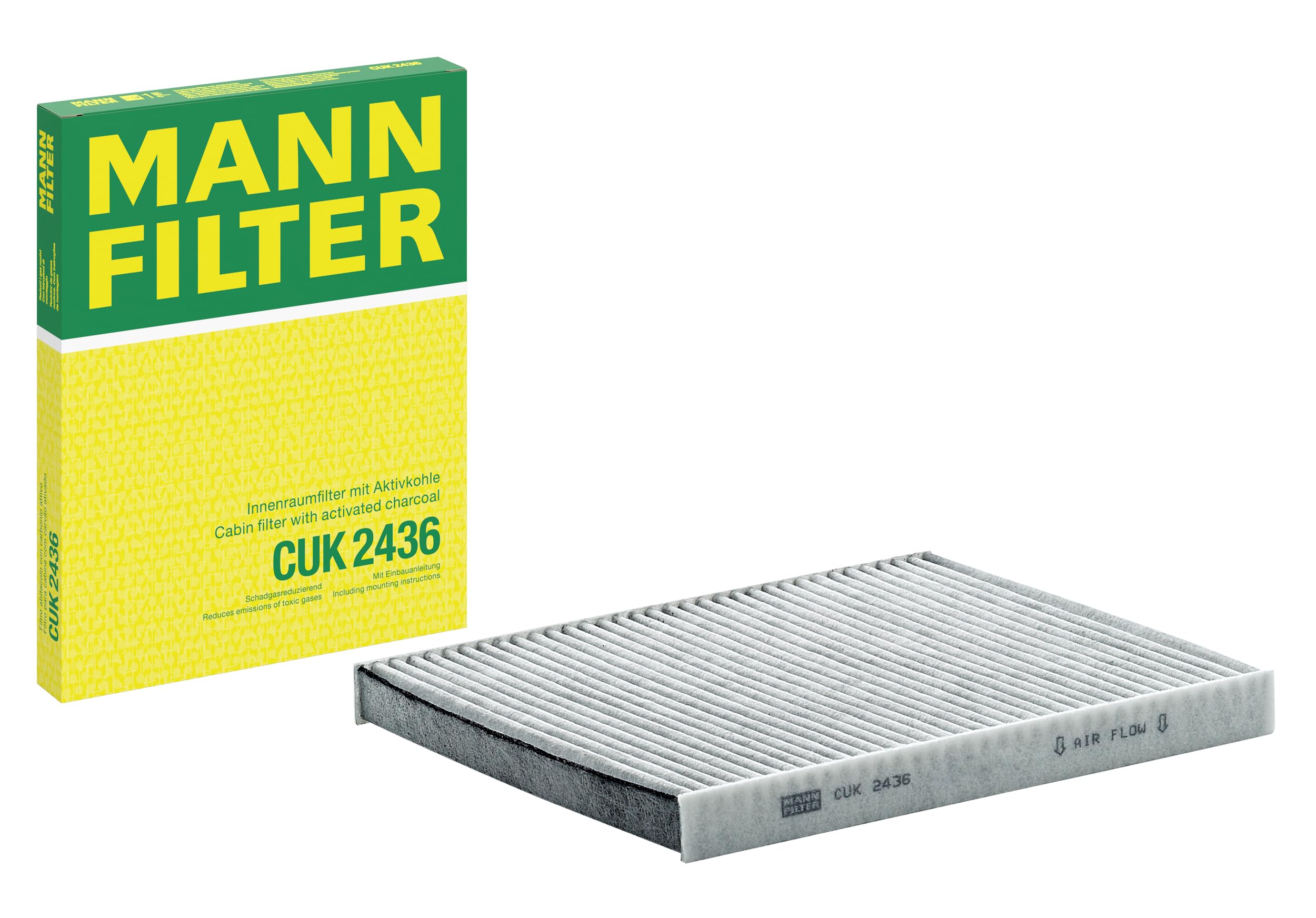MANN-FILTER CUK 2436 Cabin Air Filter - Pollen Filter with Activated Carbon - for Cars + Transporters