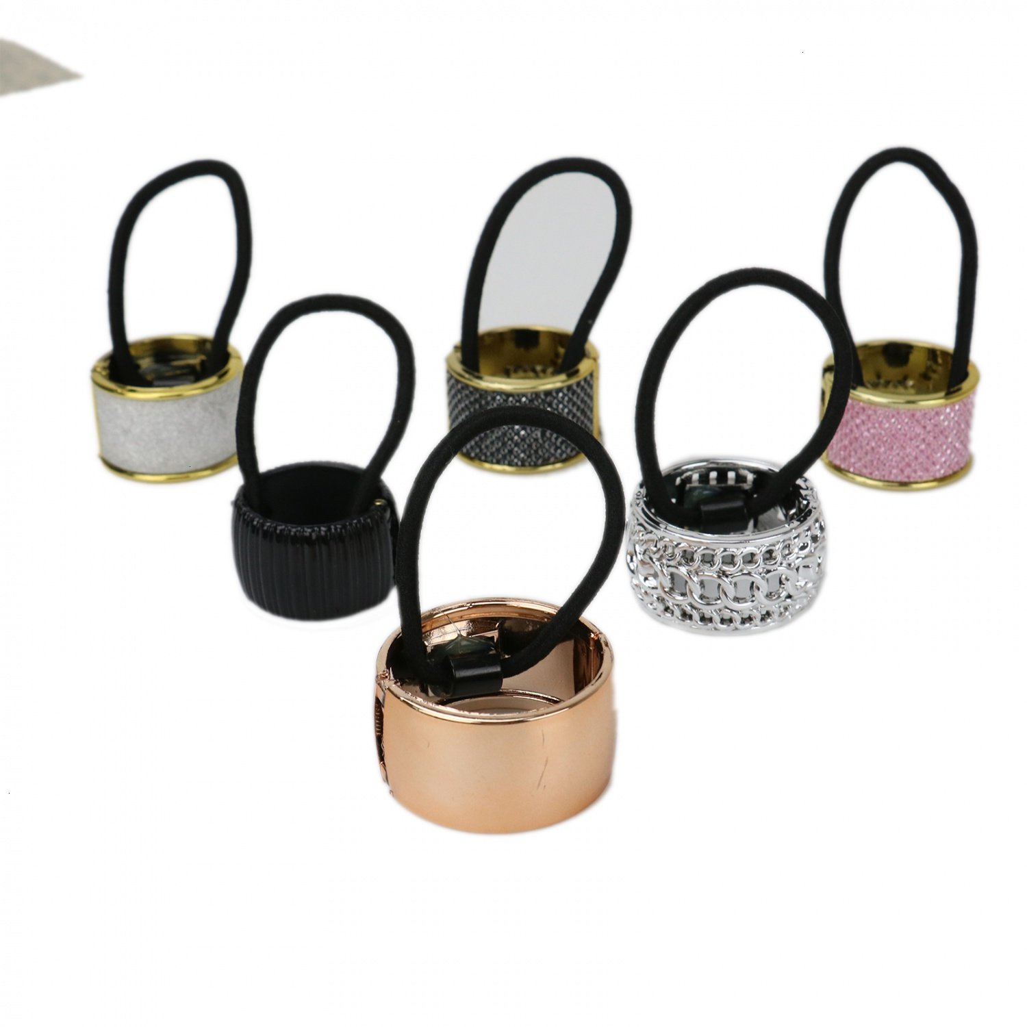 Pomeat Pack of 6 Plastic Cuff Wrap Ponytail Holder Hair Tie Fashion Accessory Set for Women Girls