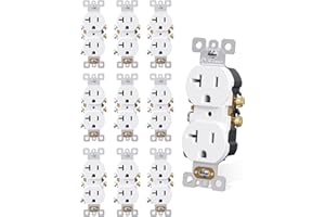 AIDA 20 Amps Outlets Duplex Electrical Receptacle Outlets, Electrical Outlet, 20Amp 125V Heavy-Duty Wall Outlet, Residential, 3-Wire, Self-Grounding, UL Listed, Side Wire (10 Pack, White)