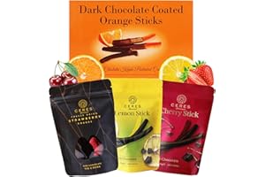 CERES GOURMET Chocolate Covered Fruits Variety Pack 4 Pcs, Orange, Cherry, Strawberry, Lemon, Exquisite Dark Chocolate-Covered Fruit Gift Box - Perfect Blend of Sweetness and Indulgence with Bigger Packaging