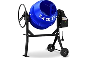Dkenicor 5.3 Cu.Ft. Concrete Mixer Machine, 750W 1HP Electric Cement Mixer Machine with Wheel and Stand, Portable Concrete Mixer for Stucco, Mortar, Feed -Blue