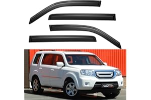 YQAUTEC Window Visors Rain Guards Shield for 2009 2010 2011 2012 2013 2014 2015 Honda Pilot, Window Wind Deflectors Vent Shades for 09-15 Pilot