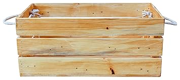 EDENSTUDIO Rustic Crate Planter with Rope Handle (Pack of 3)