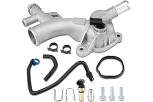 YEHERIT Aluminum Water Outlet Coolant Housing Matte Frosted 25193922 902-846 Compatible with 2011-2020 Chevy Cruze Sonic Trax Buick Encore 1.4L with Temperature Sensor, Inlet Hose, Oil Cooler Hose