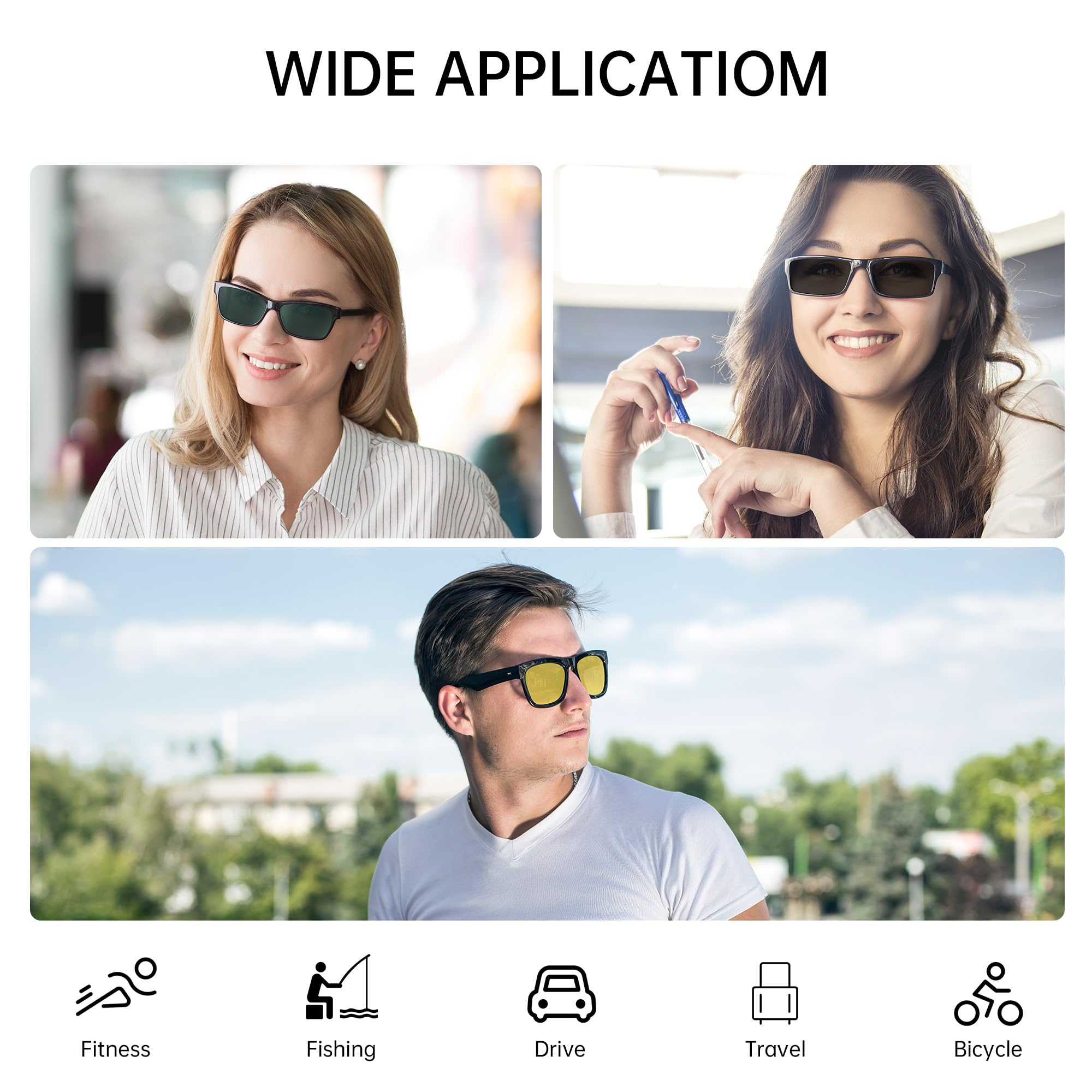 4Pcs Polarized Clip for Ray-Ban Meta Wayfarer RW4006 Smart Glasses (Size M 50-22), Discoloration Clips for Ray-Ban Meta Wayfarer Protect Your Eyes, Cool and Fashion (Black+Green+Brown+Yellow)