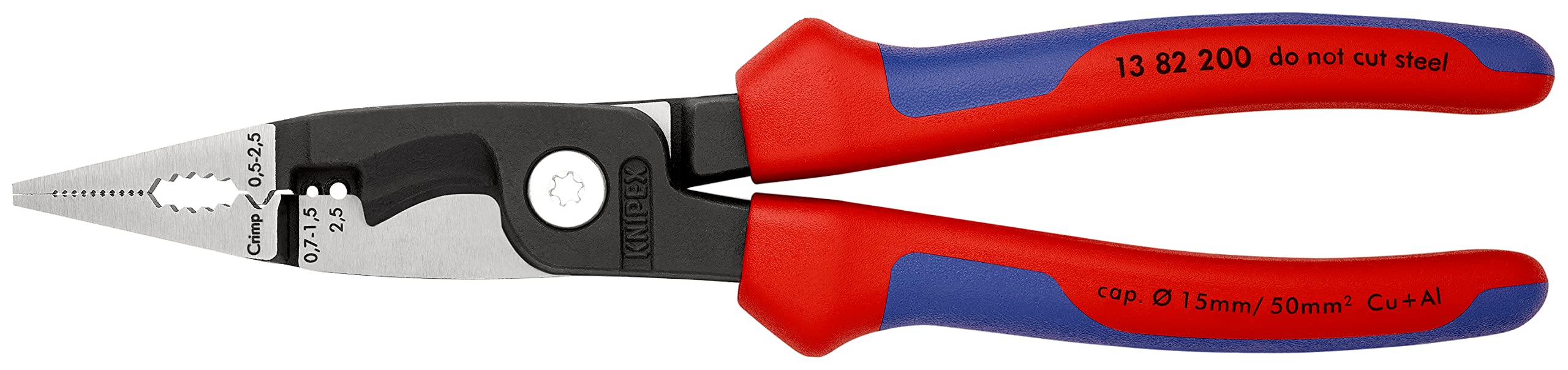 KNIPEX Pliers for Electrical Installation Self-Service Card with Comfort Handles 200 mm, 13 82 200 SB