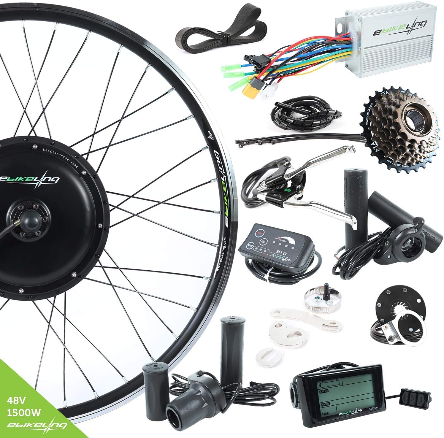 EBIKELING 48V 1500W 700C Direct Drive Rear Electric Bicycle Conversion Kit