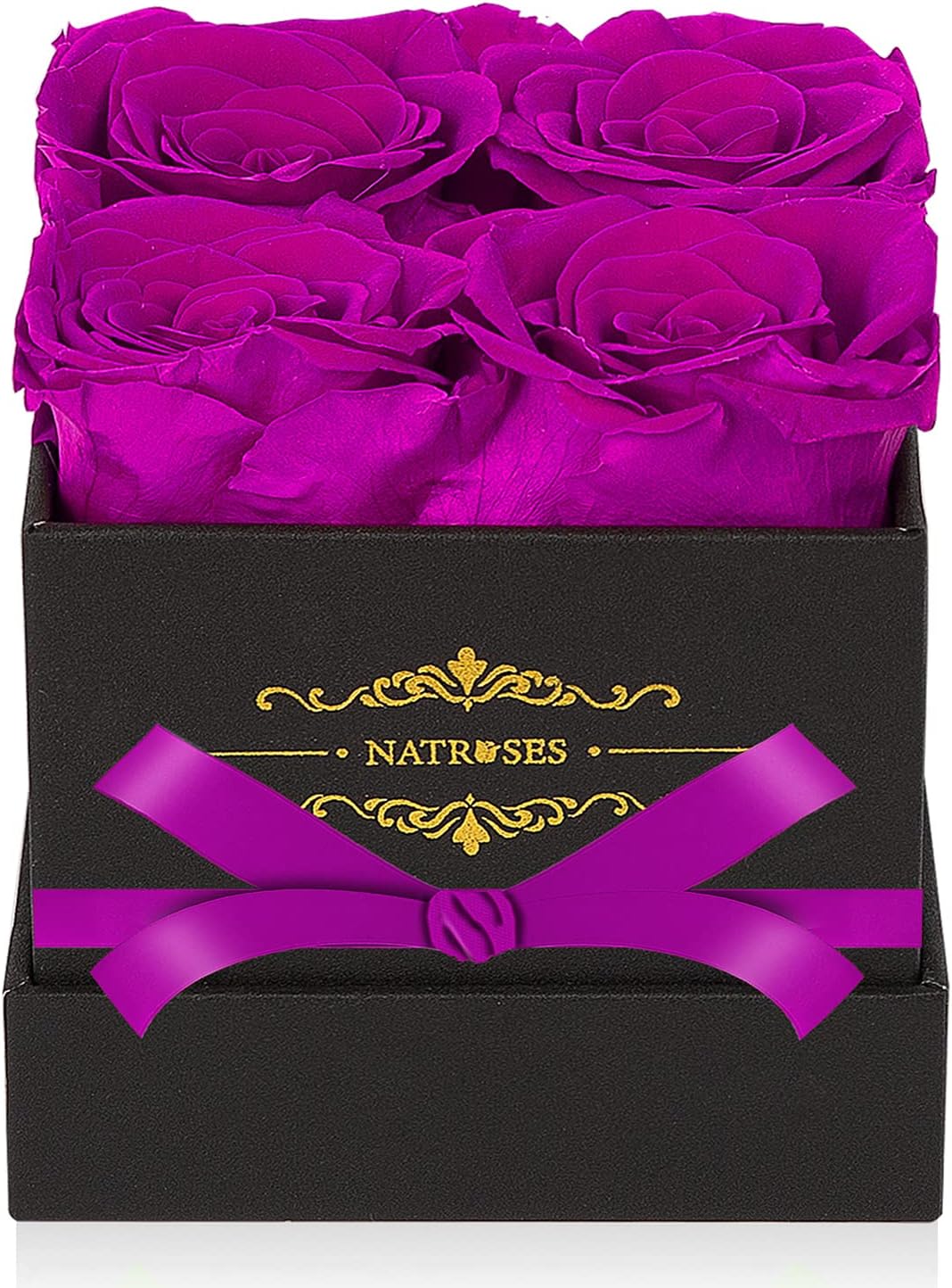 Dried & Preserved Flora - NATROSES Purple Preserved Roses in a Box That Last Up to 3 Years, Long Lasting Roses Gifts for Her,Valentines Day Gifts, (Purple)