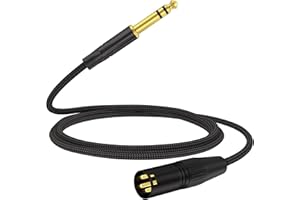 HOSONGIN XLR Male to 1/4 TRS Male Balanced Cable, 6.35mm to XLR Balanced Audio Cord for DJ Equipment, Live Sound, Studio Mixers,Guitar, Headset, 6 Feet