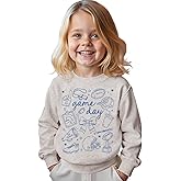 GLIGLITTR Toddler Baby Boy Girl Football Outfit Game Day Sweatshirt Letter Print Long Sleeve Shirt Crewneck Pullover Tops