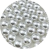 Pinhoollgo 50pcs 20mm Pearl Beads White Round Pearls Acrylic Beads for Jewelry Making DIY Craft Bracelets Necklaces Earrings Vase Fillers Home Wedding Decoration