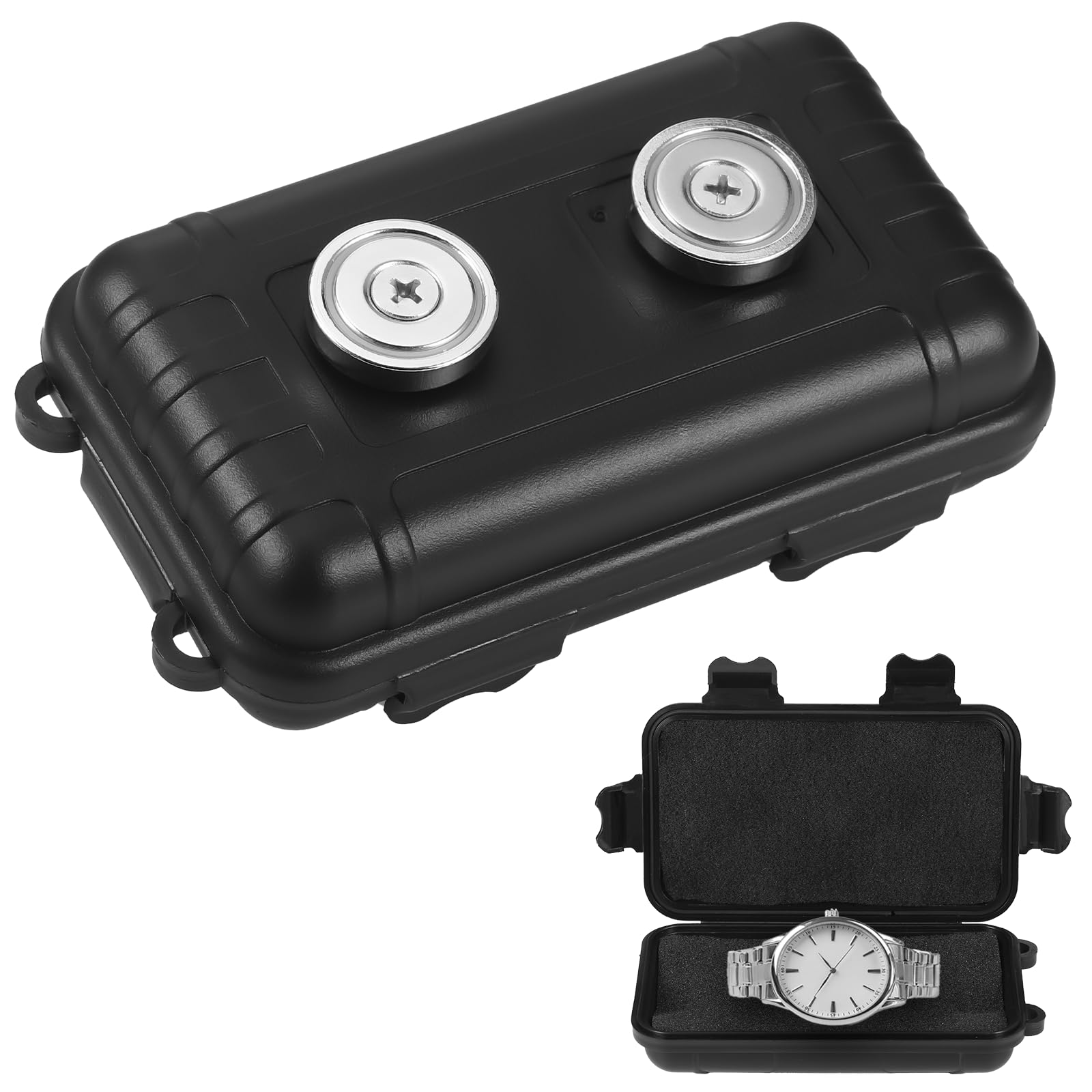 Huiguli Magnetic Key Holder Under Car, Hidden Magnetic Stash Safe Box for Outdoor Travel, Waterproof USB Black