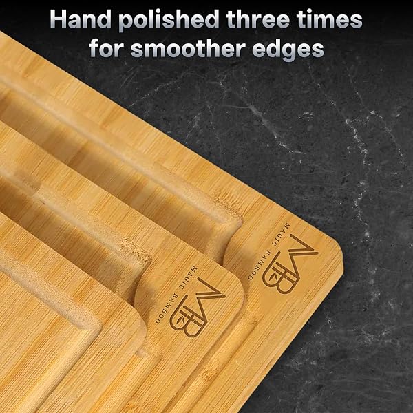 MAGIC BAMBOO PREMIUM BAMBOO CUTTING BOARD FOR KITCHEN – CHOPPING BLOCK DURABLE WOODEN CHOPPING BOARDS WITH DEEP JUICE GROOVES & BUILT-IN HANDLES, PERFECT FOR MEAT, VEGETABLES, AND CHARCUTERIE