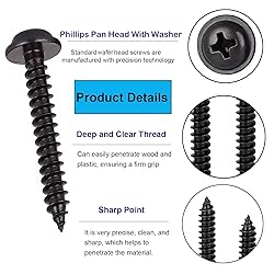 HanTof 100 Pcs M5 x 12/16/20/25/30mm Pan Head with