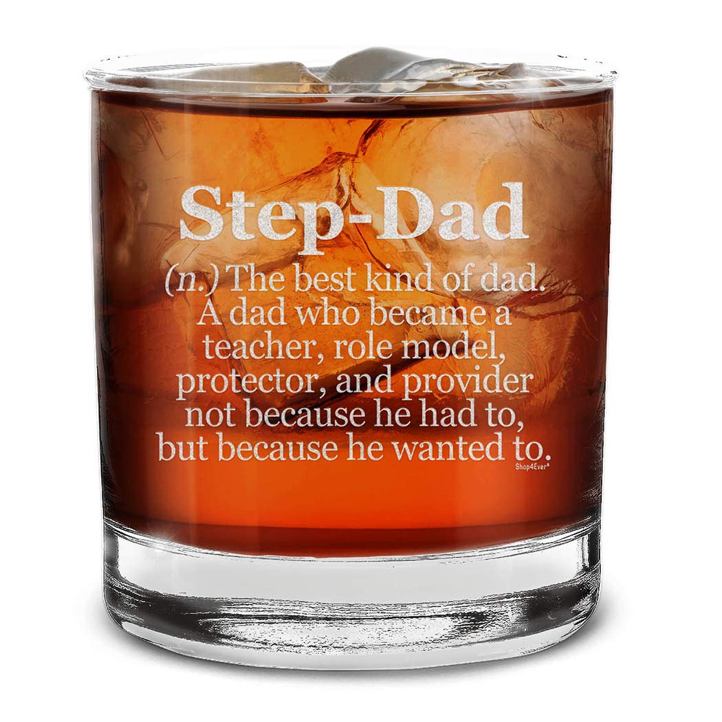 shop4ever Step Dad Definition Engraved Whiskey Glass 11 oz – Heartfelt & Funny Stepdad Gift, Appreciation Gift, Perfect for Father’s Day, Birthday or Christmas from Kids