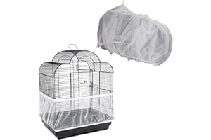 ZOCONE Bird Seed Guards & Catchers 100"×13" Stretchy Adjustable Drawstring Bird Cage Mesh Net Cover Cage Skirt (13"×100", White)