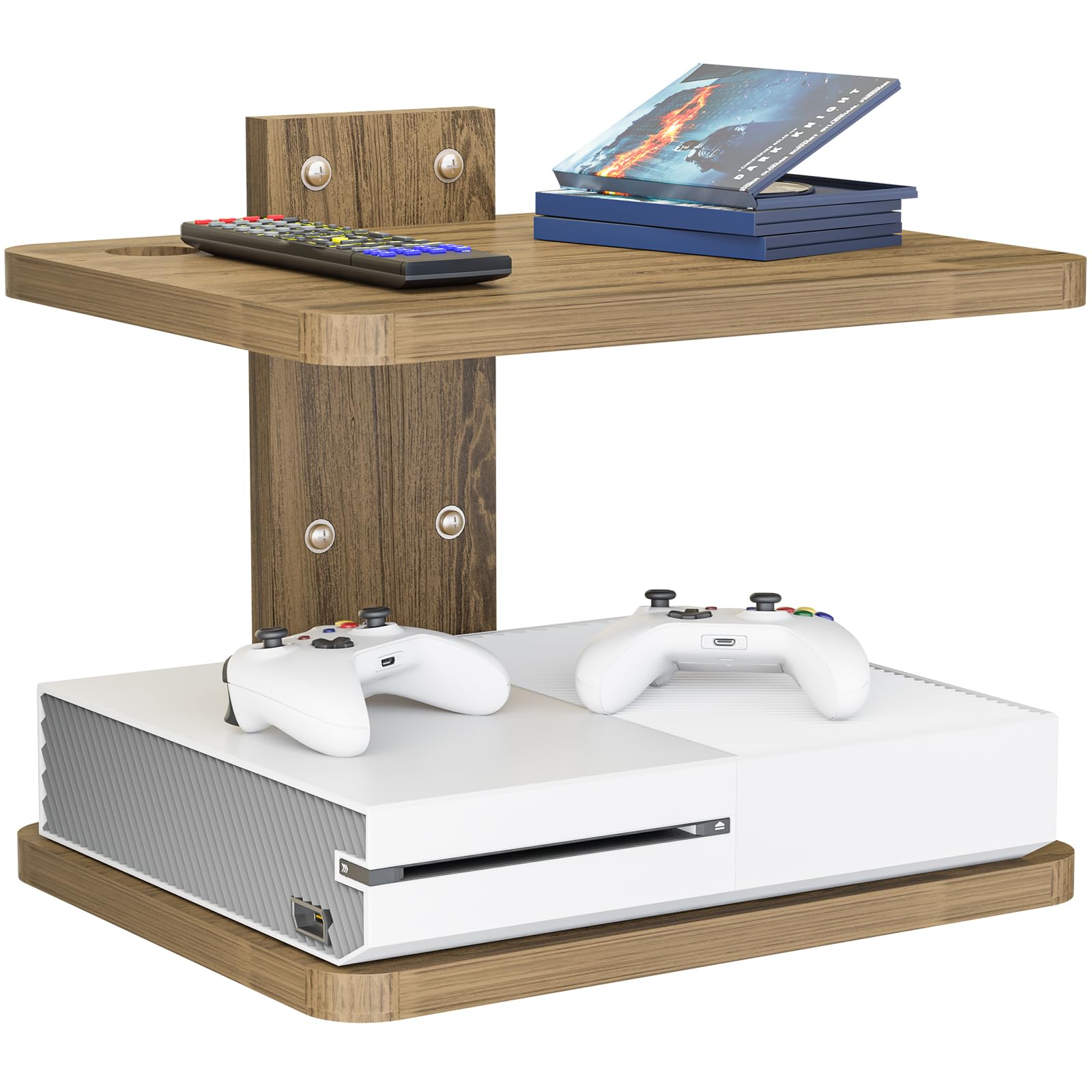 WALI Outlet Shelf Wall Holder and Floating Entertainment Center Shelves(2-Shelf)