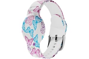 Foweroty for AirTag Bracelet for Kids, Waterproof Cute Print for Air tag Holder for Kids with Soft Silicone Full Coverage Anti-Lost Hidden for Airtag Wristband Accessories for Child, Butterfly