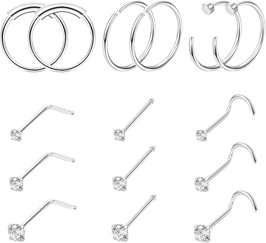 Finrezio 15PCS 22G Surgical Steel Nose 