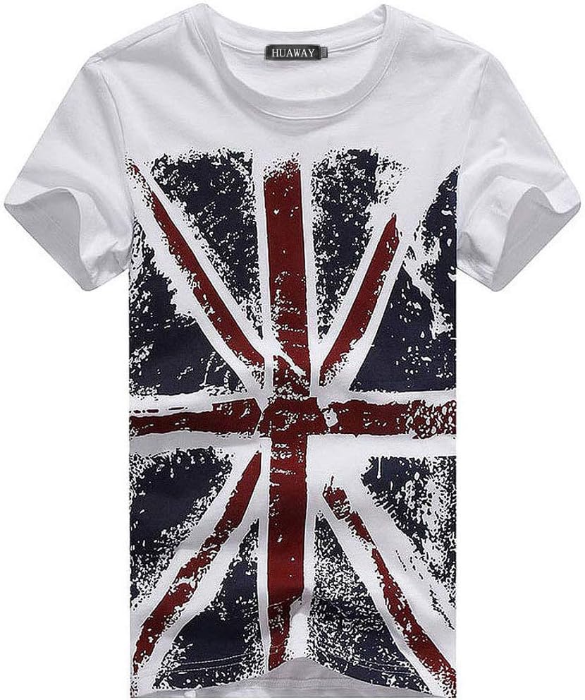 Union Jack Flag/Men Short Sleeve T-Shirt, Fashion UK England Flag Printed T Shirt for Man, Causal Top & Tees Male Clothes