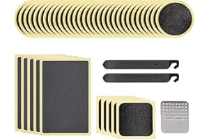 Mobi Lock 40Pcs Self-Adhesive Bicycle Tire Inner Tube Patch Repair Kit - Glueless Bike Tube Patches in Round, Square, and Rectangle Shape - Includes 2 Tire Levers, 1 Metal Rasp