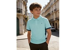 Boys Polo Shirt Short Sleeve Mosture Wicking Stretch Printed Active Casual Collared Golf Shirts