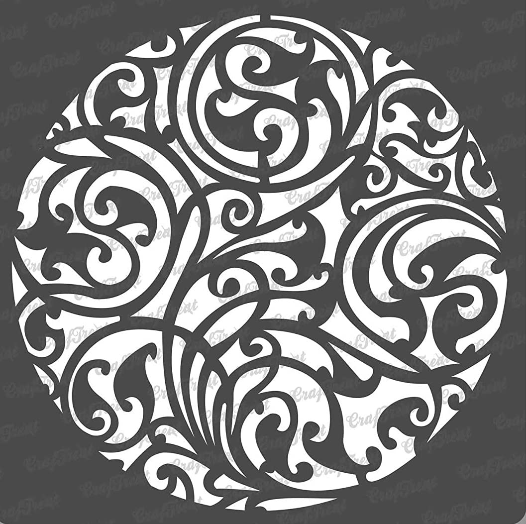 CrafTreat Reusable Ornate Stencils for Painting on Wood, Canvas, Paper, Fabric, Floor, Wall and Tile - Ornate Circle Background -6x6 Inch - DIY Art and Craft Stencils - Circle Stencil