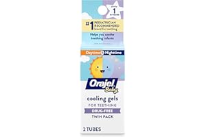 Orajel Baby Daytime & Nighttime Cooling Gels for Teething, Drug - Free, #1 Pediatrician Recommended Brand for Teething*, Two 0.18oz Tubes