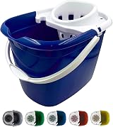 TDBS Colour Coded Mop Bucket 12L with Wringer and Handle Blue