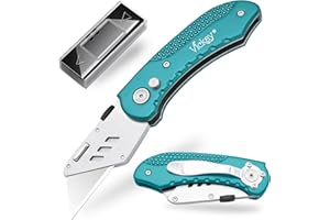 Vickay Box Cutter Knife Utility Knife with 5 SK5 Quick Change Blades, Safety Axis Lock Design Razor Knife, Lightweight Aluminum Body Belt Clip for Office
