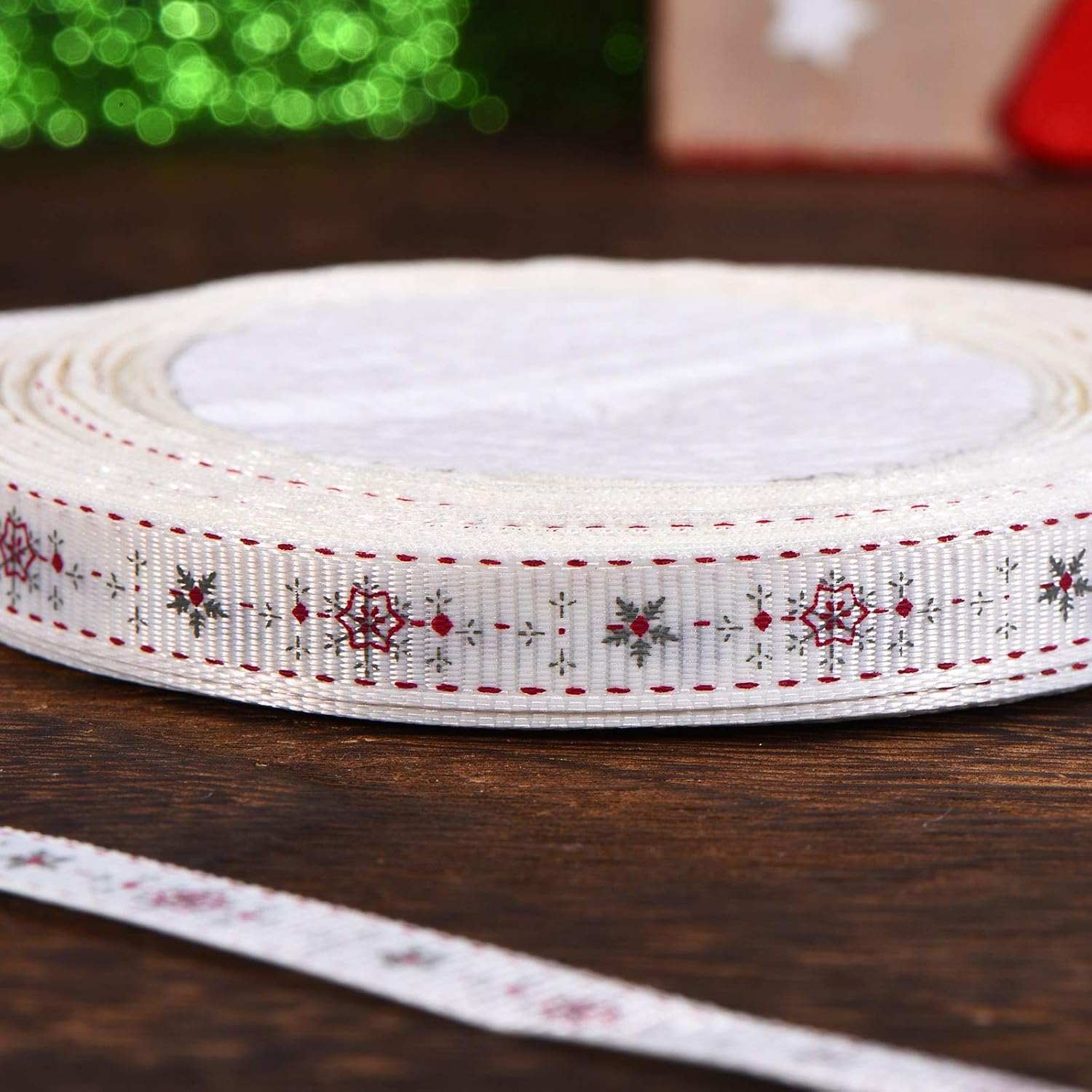 10 mm de Ancho WILLBOND Cinta de Grosgrain de Navidad de 65,6 Pies 